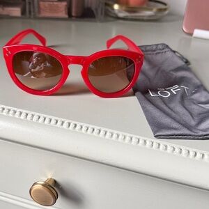Ann Taylor loft red sunglasses with bag